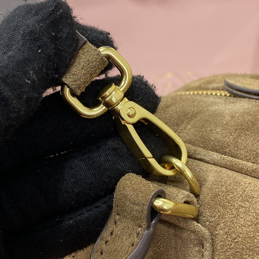 Miu Miu Arcadie padded suede top-handle bag 12X27X9cm